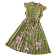 thumbnail image 1 of Yiyuu Big Girls Summer Elegant Ruffle Tank Dress Casual Pleated Floral O Neck A-Line Swing Dress, 1 of 6