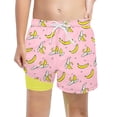 thumbnail image 1 of Yiyuu Boys Compression Liner Drawstring Swim Trunks Banana Print Swim Shorts Bathing Suit, 1 of 3