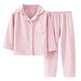 thumbnail image 1 of Yiyuu Boys Pajamas Cozy Long Sleeve Button Shirt Pants Sleepwear Set, Sizes 2-13, 1 of 3