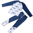 thumbnail image 1 of Yiyuu Boys Shark Print Long Sleeve Rash Guard Swimsuit Bathing Suit with UPF50+, Sizes 3-12, 1 of 2