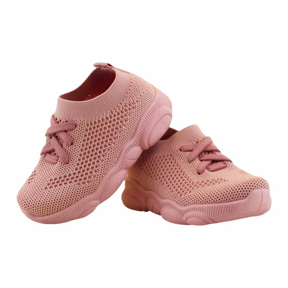 Yiyuu Boys Sporty Mesh Shoes Casual Solid Color Breathable Stretch Soft Sole Sneakers