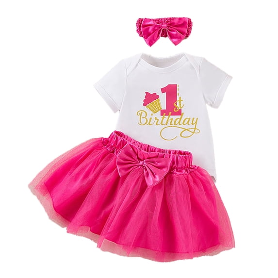 Yiyuu Girls 1St Birthday Outfits Casual Cute Short Sleeve Romper Tutu Skirt Set ,Sizes 0-24