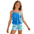 thumbnail image 1 of Yiyuu Girls Beach Swimsuit Ruffle Tiered Tropical Print Tankini Set 2Pcs Bathing Suit, Sizes 6-14, 1 of 4