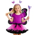 thumbnail image 1 of Yiyuu Girls Butterfly Outfits Wings Tutu Skirt Headband Wand 4Pcs Clothes Set for Kids, 1 of 4