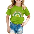 thumbnail image 1 of Yiyuu Girls Casual Short Sleeve T Shirt Kids Summer Rainbow Graphic Tee, Sizes 1-13, 1 of 3