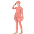 thumbnail image 1 of Yiyuu Girls Full Coverage Long Sleeve Rash Guard Swim Dress Pants Swim Cap Swimsuit with UPF 50+, 3-Piece, 1 of 8