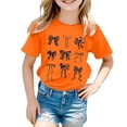 thumbnail image 1 of Yiyuu Girls Graphic Tee Leopard Bow Print Short Sleeve Round Neck T Shirt, Sizes 3-13, 1 of 3