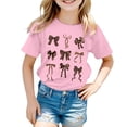 thumbnail image 1 of Yiyuu Girls Graphic Tee Leopard Bow Print Short Sleeve Round Neck T Shirt, Sizes 3-13, 1 of 3