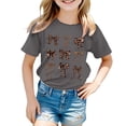 thumbnail image 1 of Yiyuu Girls Graphic Tee Leopard Bow Print Short Sleeve Round Neck T Shirt, Sizes 3-13, 1 of 3