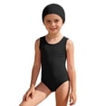 thumbnail image 1 of Yiyuu Girls Solid Plain One-Piece Swimsuit with Swimming Cap Bathing Suit, Sizes 3-16, 1 of 3
