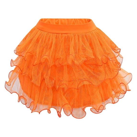 Yiyuu Girls Summer Dance Triple Layer Tulle Tutu Skirt Cute Ruffle Elastic Waist Skirt, Sizes 2-15