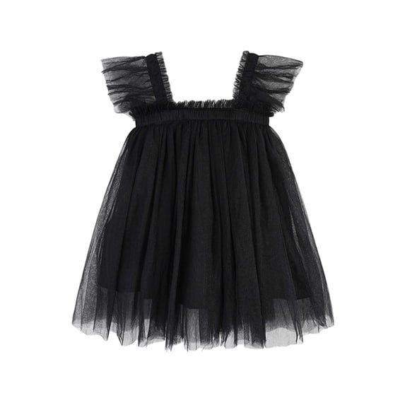 Yiyuu Girls Summer Solid Ruffle Tulle Princess Dress Casual Knee-Length Dress, Sizes 12M-6Y