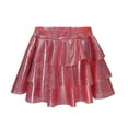 thumbnail image 1 of Yiyuu Girls Summer Solid Tiered Ruffle Skirt Party Sequin Elastic Waist Mini Skirt, Sizes 3-10, 1 of 6