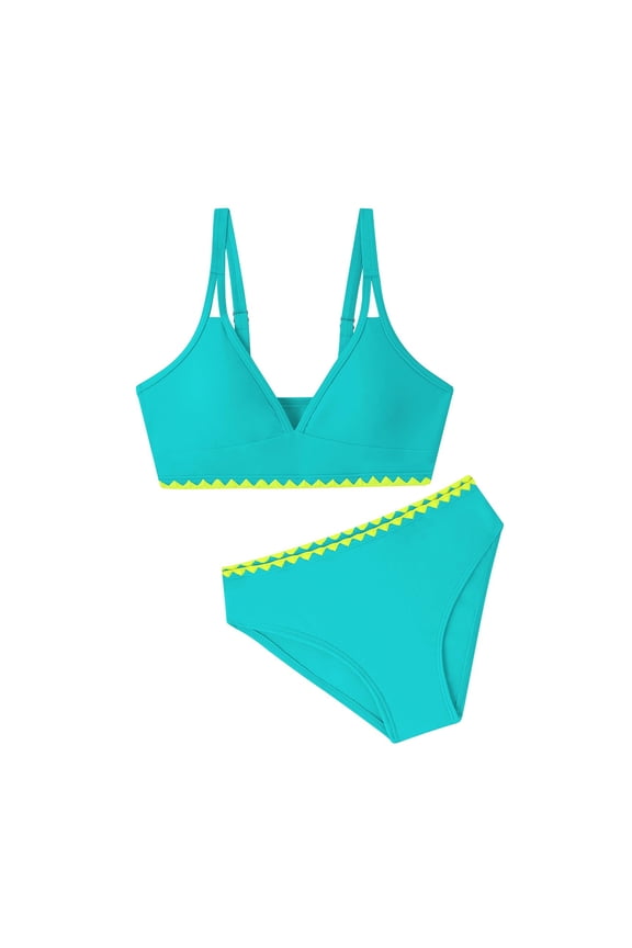 Girls Swimsuit Beach Removable Soft Cups Bikini Set Two Piece Bathing Suit Sets, Sizes 7-16