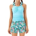 thumbnail image 1 of Yiyuu Girls Tankini Swimsuit Bow Strap Bathing Suit with UPF50+, 2-Piece, Sizes 7-16, 1 of 4