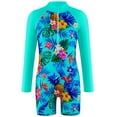 thumbnail image 1 of Yiyuu Girls Tropical Print Long Sleeve Rash Guard One-Piece Swimsuit UPF 50+ Bathing Suit, 1 of 3
