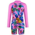 thumbnail image 1 of Yiyuu Girls Tropical Print Long Sleeve Rash Guard One-Piece Swimsuit UPF 50+ Bathing Suit, 1 of 3