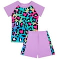 thumbnail image 1 of Yiyuu Girls's 2-Piece Swimsuit Scale Print Short Sleeve Rash Guard Shorts Bathing Suits, Sizes 4-12, 1 of 8