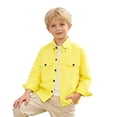thumbnail image 1 of Yiyuu Little Boys Cotton Cargo Shirt Solid Long Sleeve Button Down Shirt, Sizes 4-12, 1 of 7