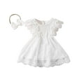 thumbnail image 1 of Yiyuu Newborn Girls Casual Party Ruffle Princess Sleeveless Dress Cute Lace Trim Knee-Length Dress, 1 of 4