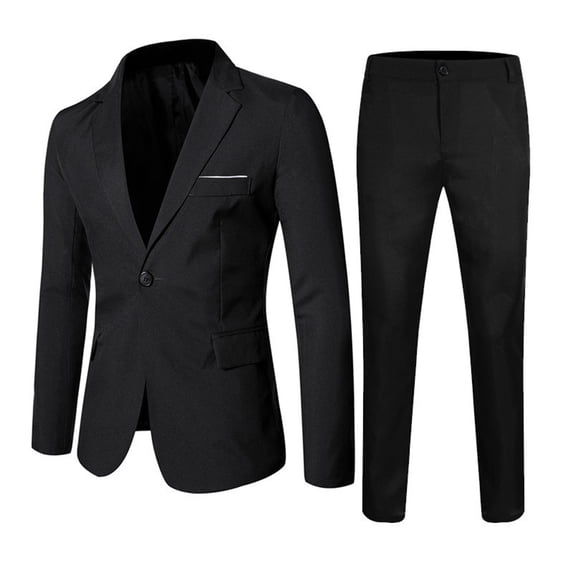 Yiyuu Teen Boys formal Suit Solid Long Sleeve Blazer Pants Outfit Set for Wedding Party