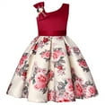 thumbnail image 1 of Yiyuu Toddler Girls formal Floral One Shoulder Dress Party Knee-Length A-Line Dress with Bow, 1 of 6