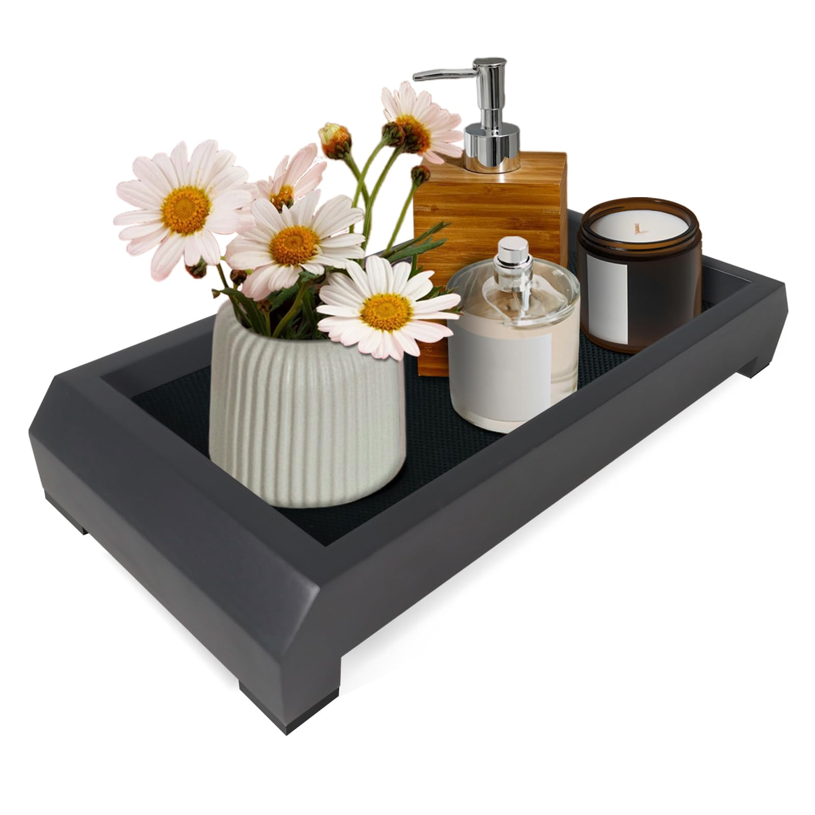 Yizmark Double-Sided Vanity Tray - Decorative Tray and Wood Riser for ...