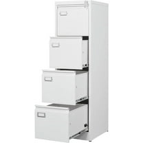 Yizosh 4 Drawer White File Cabinet with Lock, Filing Cabinets for Home Office, Metal Locking Office File Storage Cabinets with Drawers, Vertical Small Filing Cabinet Organizer for Legal/A4