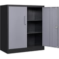thumbnail image 1 of Yizosh Metal Garage Storage Cabinet with 2 Doors and 2 Adjustable Shelves - 35.5" Steel Lockable File Cabinet,Locking Counter Cabinet for Home Office,Garage,Gym,School（Gray Black）, 1 of 16