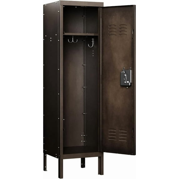 Yizosh Metal Locker with 1 Lockable Door, Industrial Black Steel Storage Locker, 55.1" L x 15" W x 18" D, Modern Style, Perfect for Office, School, Gym, Home Storage