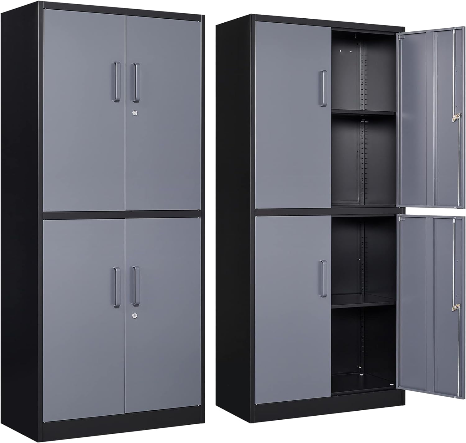 Yizosh Metal Storage Locking Cabinet With 4 Doors And 2 Adjustable 