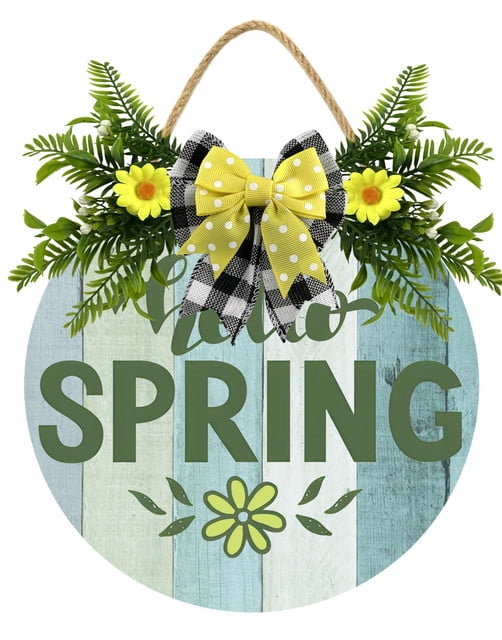 Hello Spring Rustic Yjiankangz 11In Door Sign Hello Spring Front Door Porch Sign Rustic ...