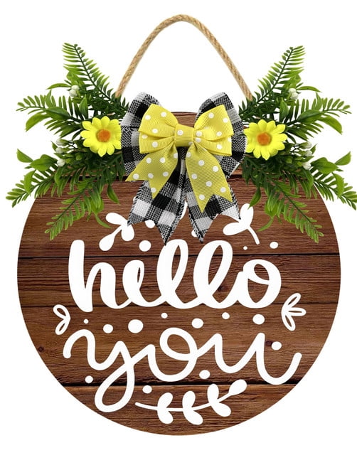 Yjiankangz 11In Door Sign Hello You Hanging Sign Wood Farmhouse Wall ...