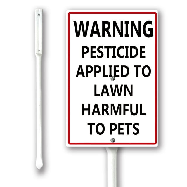 Warning Pesticide Applied To Lawn Sign - 10x7 Inch Plastic Pet Safety Notice