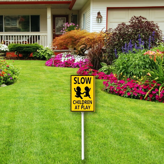 Yjiankangz 8x12 inch Slow Down Sign, Slow Children At Play Yard Sign ...