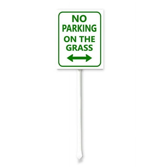 Yjiankangz No Parking On The Grass Sign with Stake Aluminum Warning Signs for Indoor or Outdoor Use, Protect Your Lawn, Reflective UV Protected, Waterproof 8inx12in