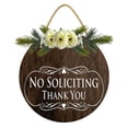 thumbnail image 1 of Yjiankangz Round 11 Inch No Soliciting Thank You Door Plaque Sign for Front Porch Door Rustic Farmhouse Style Hanging Welcome Porch Sign Spring Party Indoor Outdoor, 1 of 7