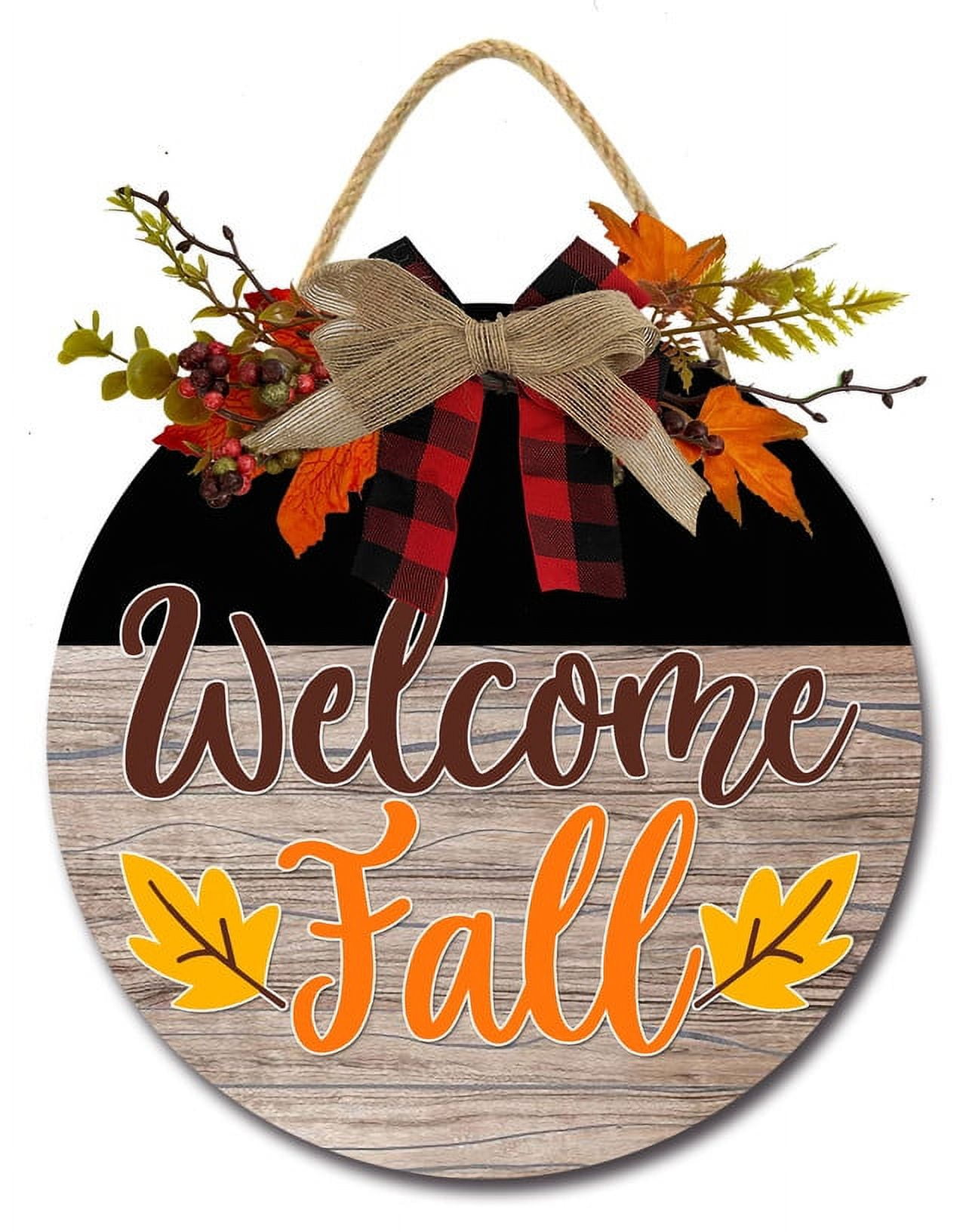 Yjiankangz Welcome Fall Sign for Front Door Hanging Seasons Sign ...