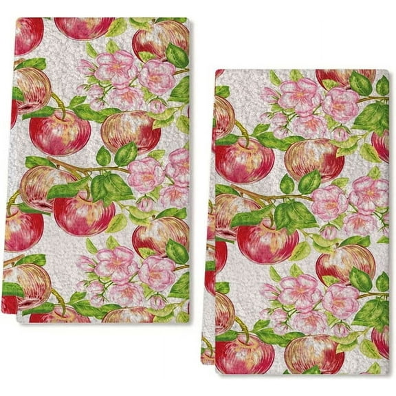 Yjiankangzg Kitchen Towels Apple Dish Towels, 16x24 Inch Seasonal Decoration Hand Towels Set of 2