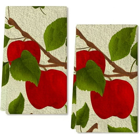 Yjiankangzg Kitchen Towels Apple Dishcloth Sets for Washing & Drying Dishes, Tea Towels & Hand Towels,16x24 Inch