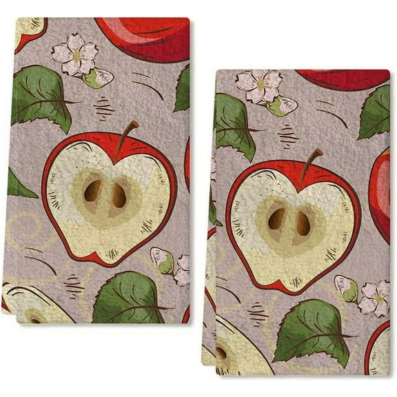 Yjiankangzg Kitchen Towels Apple Kitchen Towels Dish Towels, 16x24 Inch Spring Decoration Hand Towels Set of 2