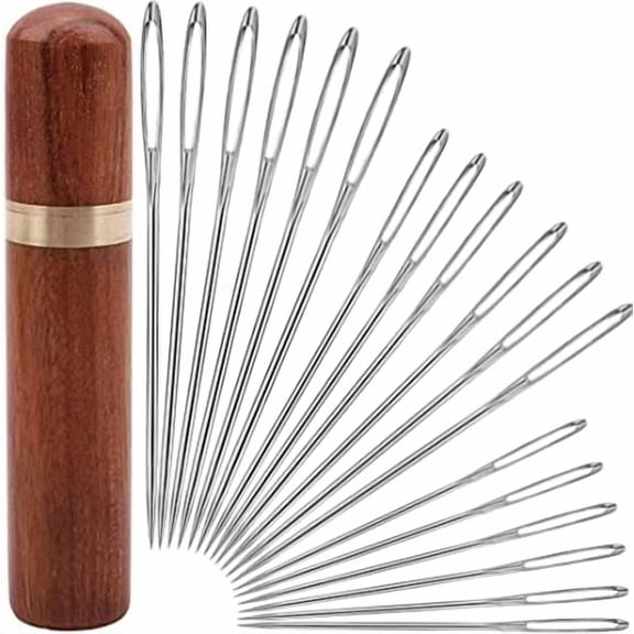 Yklbpd 18 Pieces Large Eye Sewing Needles, Handmade Yarn Knitting, Sharp Stainless Steel Embroidery Thread Needle for Leather and Tapestry