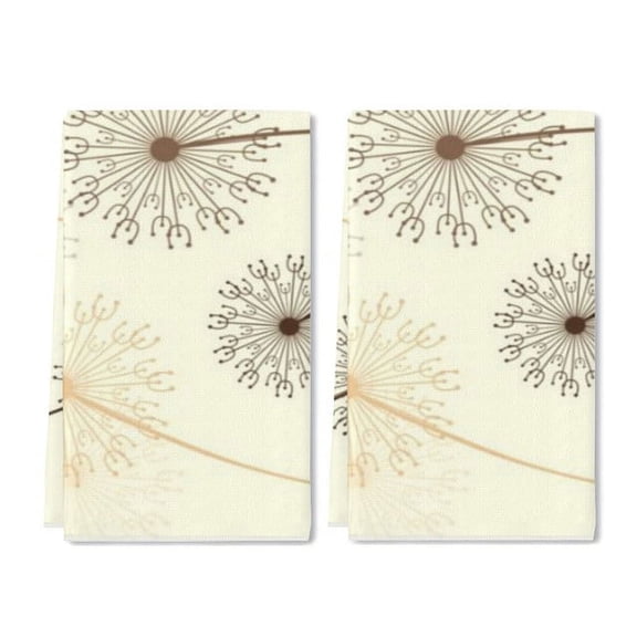 YladaFaie 2 Pcs Dandelion Pattern Kitchen Towel Set Terry Hand Towels Dish Towels for Kitchen Decorative Absorbent Flower Tea Towels for Bathroom, 16 x 24 Inches