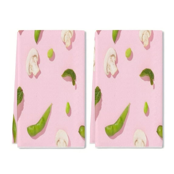YladaFaie 2 Pcs Elements With Pieces Food Kitchen Towel Set Terry Hand Towels Dish Towels for Kitchen Decorative Absorbent Flower Tea Towels for Bathroom, 16 x 24 Inches