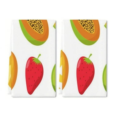 YladaFaie 2 Pcs Kitchen Towels Farmhouse Vintage Different Fruits Pattern Dish Towel Rustic Cloths Hand Towels 16 x 24 Inch Tea Towel for Christmas Bathroom