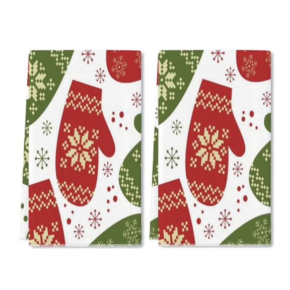 YladaFaie 2 Pieces Snowflake Gloves Pattern Dish Hand Towels Peach Pattern Tea Towels for Spring Kitchen Bathroom Decor,16 x 24 Inch