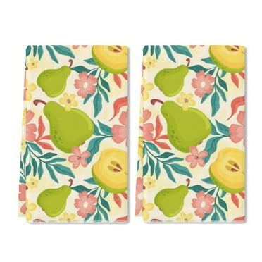 YladaFaie 2 Pieces Spring Kitchen Towels Flower Dish Hand Towels Fruit Pattern Tea Towels for Spring Kitchen Bathroom Decor,16 x 24 Inch