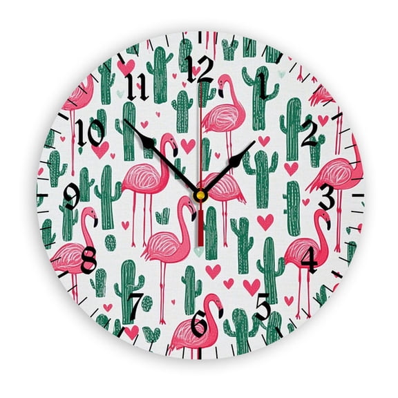 YladaFaie Bathroom Flamingo PVC Wall Clocks Battery Operated 12 inch Silent Non-Ticking Mordern Desk Quartz Analog Quiet Clock Decor for Living Room Home Office Bedroom Kitchen Wall Clock Decorative