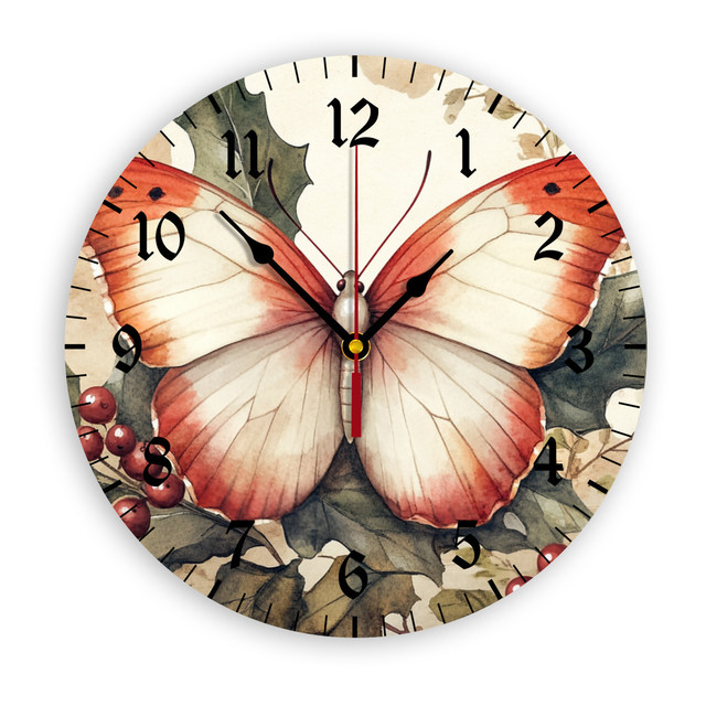 YladaFaie Butterfly Hand Drawn Silent Non Ticking Clock 10 Inch, Round ...