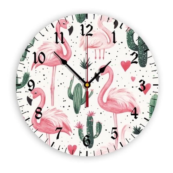 YladaFaie Clock for Bedroom,Flamingo Cactus Wall Clocks,Cute Battery Operated Wall Clock Silent Non-Ticking Decorative for Home Kitchen Bathroom Living Room Bedroom Office 10 Inch